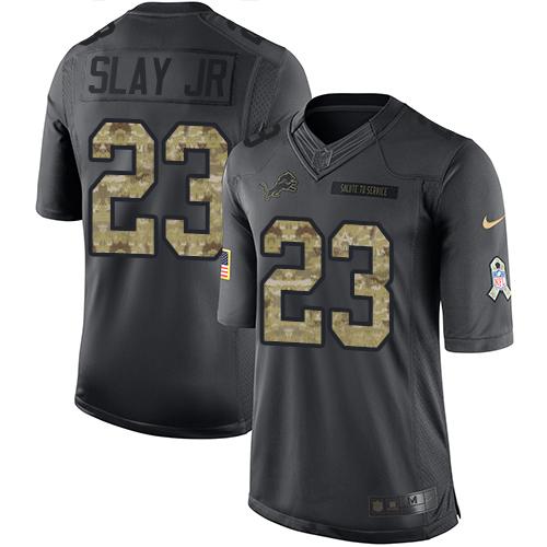 Nike Lions #23 Darius Slay JR Black Men's Stitched NFL Limited 2016 Salute To Service Jersey - Click Image to Close